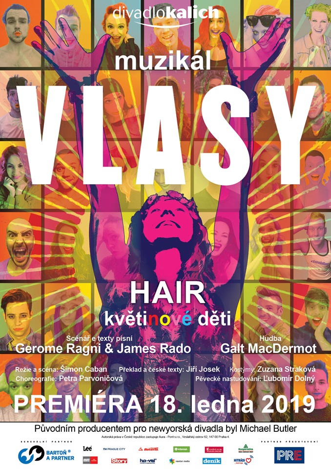 Plakát muzikálu VLASY (HAIR)