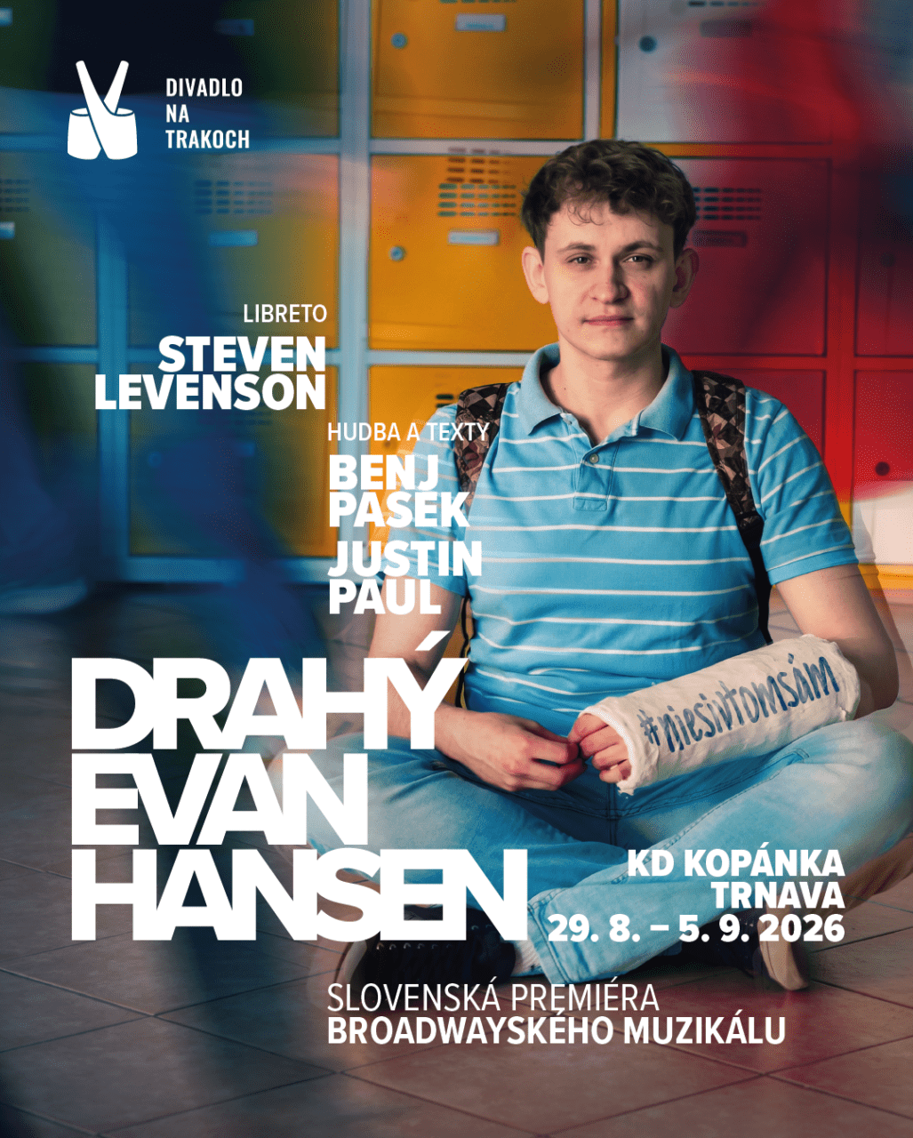 Propagační vizuál ke slovenské premiéře muzikálu Drahý Evan Hansen v Trnavě